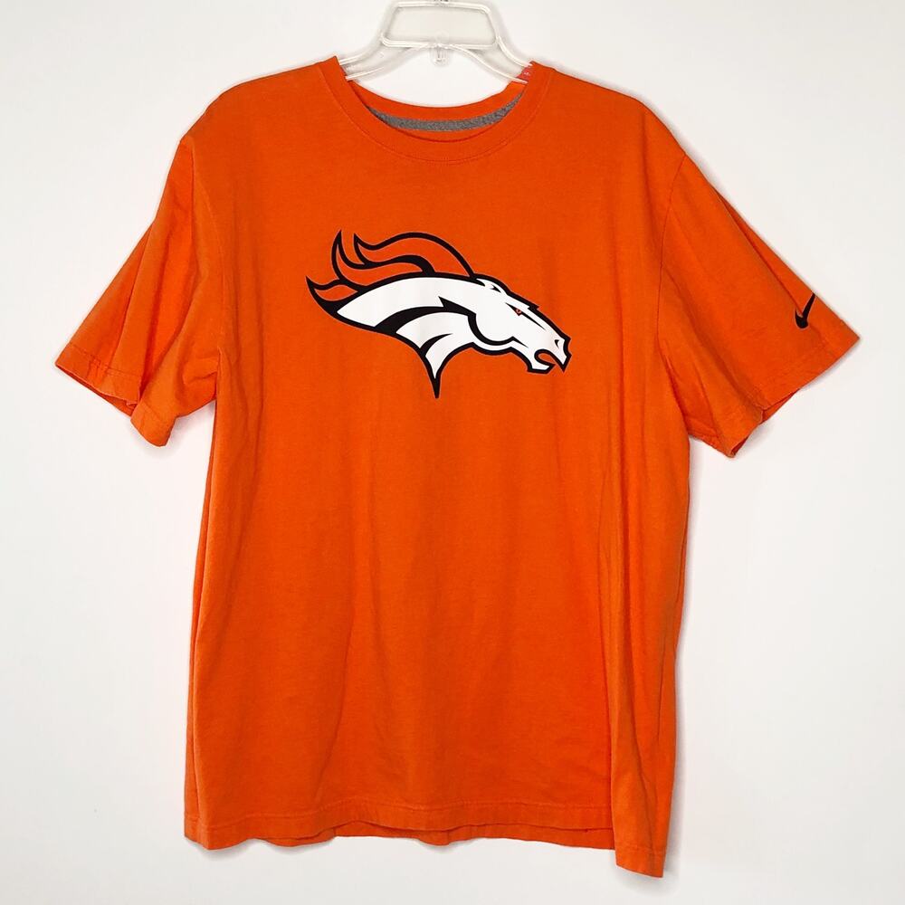 Nike XXL Regular Fit Denver Broncos Orange Cotton Short Sleeve T-Shirt